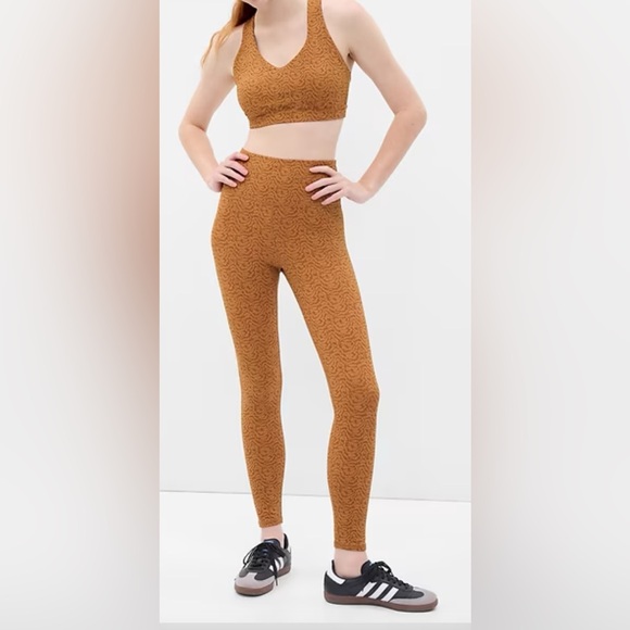 GAP Factory sky high studio full length leggings in orange print, size XXL - Picture 2 of 8